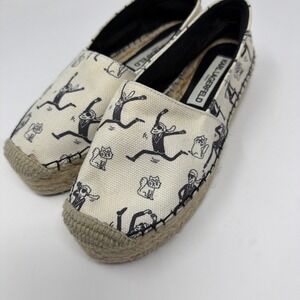 Karl Lagerfeld Paris Antibes Canvas Platform Espadrille Slip On Shoes Size 6M